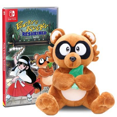 pocky & rocky reshrined plushie bundle mit kuscheltier für nintendo switch
