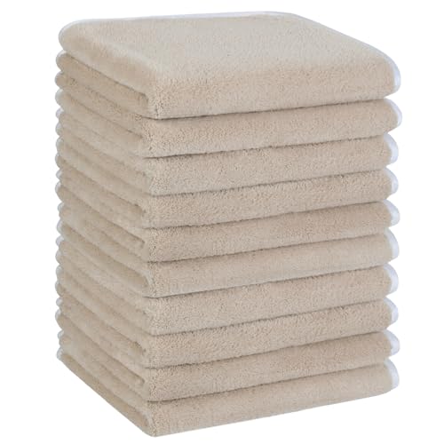 gästehandtücher 30x50 cm 10er pack mikrofaser weich saugfähig hellbraun kinHwa