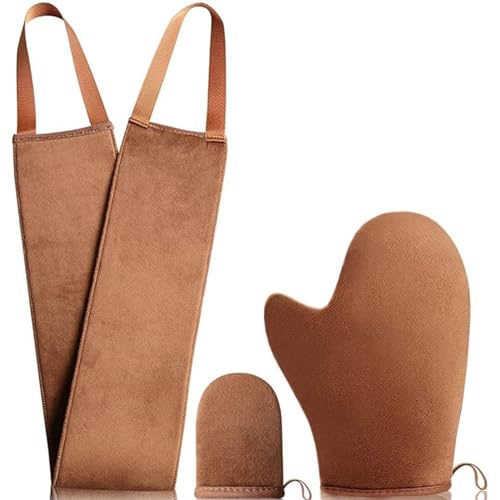 selbstbräuner handschuhe 3er set, applikator für rücken, bräunungscreme, bräunungsöl