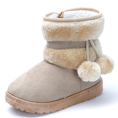 yeeteepot mädchen schneestiefel gefütterte winterstiefel plüsch beige 19 EU