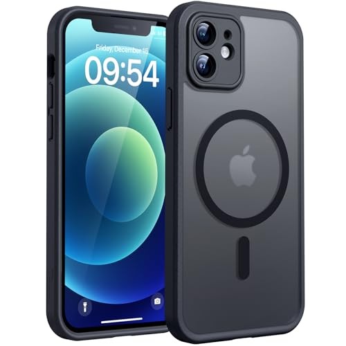 iPhone 12 Hülle für MagSafe, stoßfest, kratzfest, Kameraschutz, schwarz