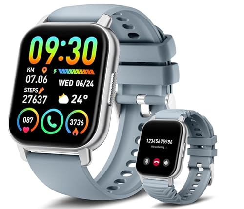 smartwatch mit telefonfunktion, 1,85 zoll touchscreen, 112 sportmodi, ip68, herzfrequenzmonitor, schlafmonitor, marineblau