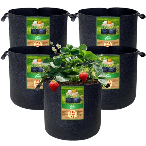tomaten kübel, pflanzsack 11 l aus stoff, wiederverwendbare pflanztasche, 5 stück