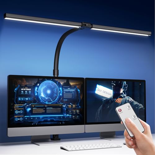 tyonto schreibtischlampe 1300lm led dimmbar fernbedienung 24w klemmlampe 80cm homeoffice