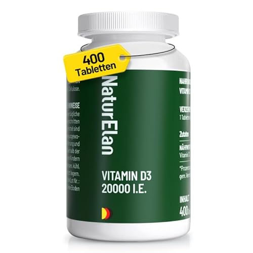 vitamin d3 20000 ie hochdosiert, 400 vegetarische tabletten für immunsystem, made in germany