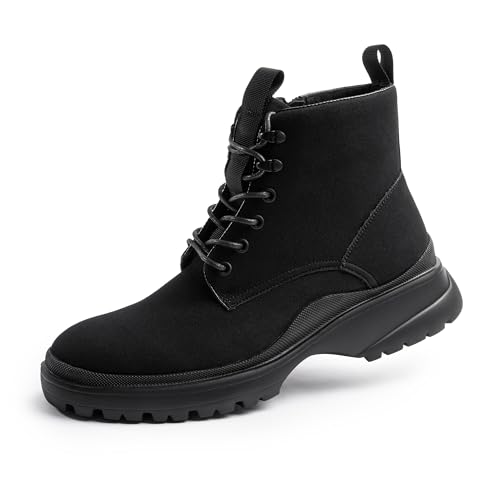 cusolemore herren winterstiefel wanderschuhe bikerstiefel mit reißverschluss schwarz 44.5