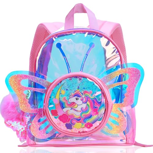 LSSAGOON einhorn schmetterling rucksack mädchen, laser durchsichtig kindergarten schule