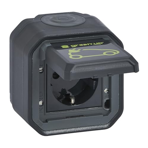 legrand plexo feuchtraum-eu-steckdose für elektrofahrzeuge ip55 230v 16a anthrazit