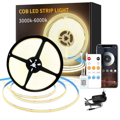 yeewhale cob led strip 20m mit fernbedienung und app steuerung warmweiß dimmbar