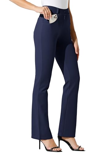 WILLIT 33" Damen Yoga Hose Bootcut Arbeitshose Stretch Büro Navy S