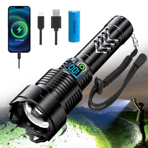 Produktbild: sidark led taschenlampe wiederaufladbar 50000 lumen wasserdicht 5 modi schwarz
