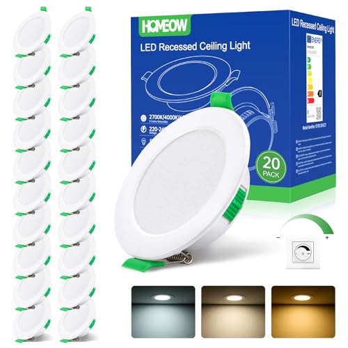 Produktbild: led einbaustrahler set 20 stück dimmbar 5 w 400 lm warmweiß neutralweiß coolweiß homeow