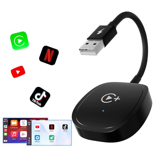 carplay wireless adapter, plug und play, netflix, youtube, tiktok, kompatibel mit ios 10+, autos ab 2016