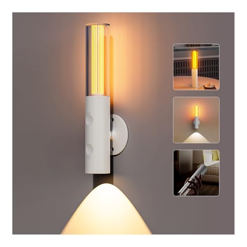 Produktbild: feallive wandleuchte innen akku lampe mit schalter warmweiß 360 drehbar kabellos weiß