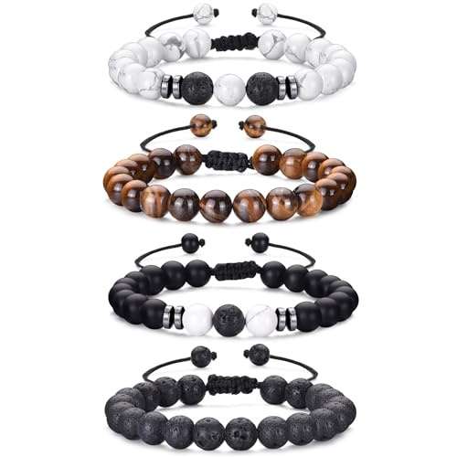 pretole herren perlenarmband tigerauge lavastein elastisch schwarz geschenk vatertag