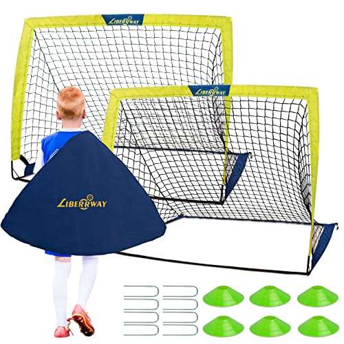 fussballtore kinder für garten, faltbares 2er set mit tasche, liberrway 120x90cm