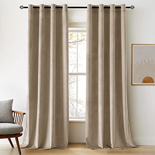 woaboy verdunkelungsvorhang samtvorhänge blickdicht 2er set 140x215cm beige