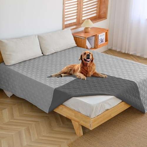 wikehoex hundedecke wasserdicht 132x203cm rutschfest maschinenwaschbar grau-dunkelgrau