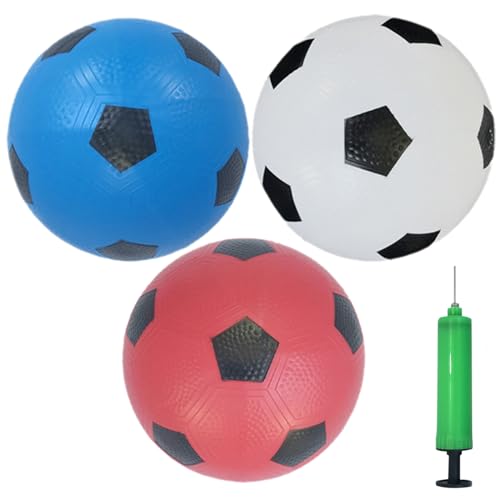 mini fußball spielzeug mit pumpe, 3 stk gummibälle für kinder 3-8 jahre indoor outdoor