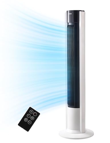 Produktbild: midea tower fan mit kupfermotor, fernbedienung, 7-stunden-timer, drei modi