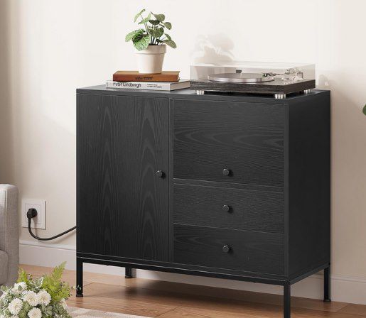 yitahome sideboard mit 3 schubladen und steckdosen, 83,99 euro statt 130 euro