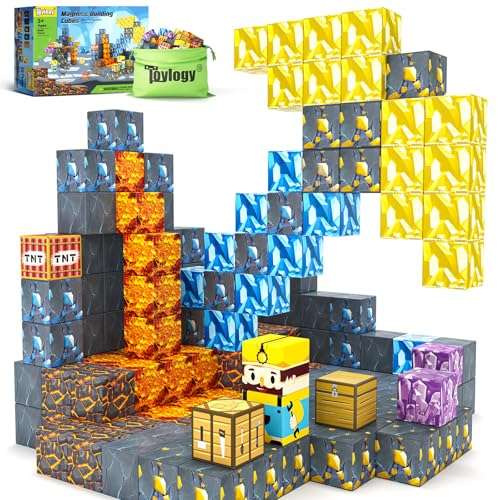 toylogy magnetische bausteine, mine edition spielzeug für kinder ab 3, montessori