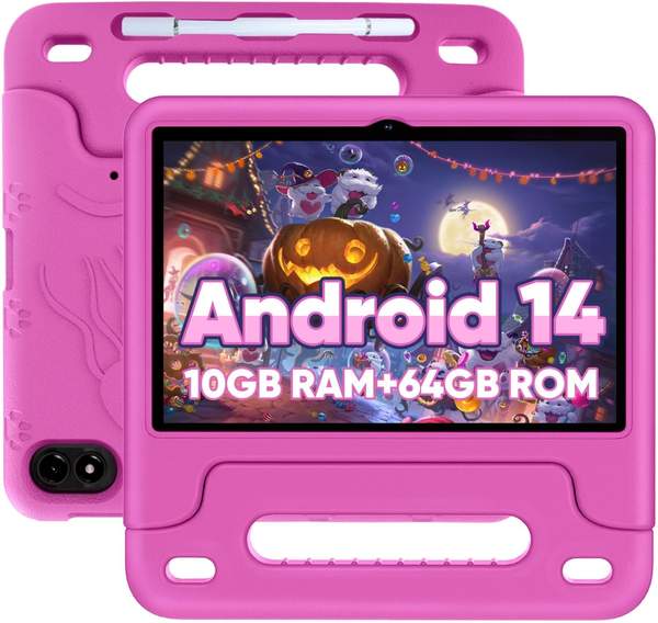 tuohaitime kinder tablet android 14, 10 zoll, 10gb ram, 64gb rom, parental control, wifi, bluetooth