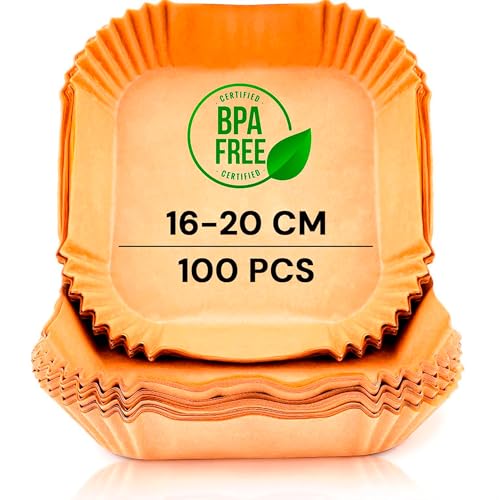 Backpapier für Heißluftfritteuse, 100 Stück, 16-20 cm, Einweg, BPA-frei