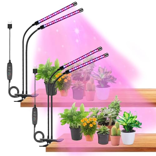 pflanzenlampe led vollspektrum 2*40 leds mit zeitschaltuhr 3 farbmodi 10 lichtstärken