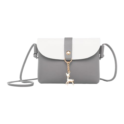 DHSBGWSX umhängetasche grau mit anhänger, mini-tasche für handy und kosmetik