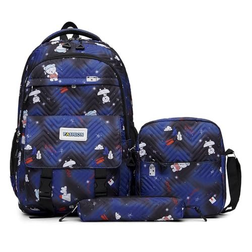 IDOMISMR schulrucksack set mädchen 3 teilig ergonomischer schulranzen dunkelblau