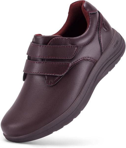 FitVille Diabetiker Schuhe Damen Extra Weit Orthopädische Leder Hausschuhe mit Klettverschluss