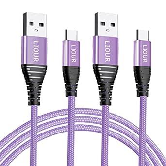 Entdecke das lila Nylon geflochtene USB C Kabel (1,5m, 2er Pack) für schnelles Laden deiner Geräte! Kompatibel mit Samsung und Huawei für optimale Leistung.