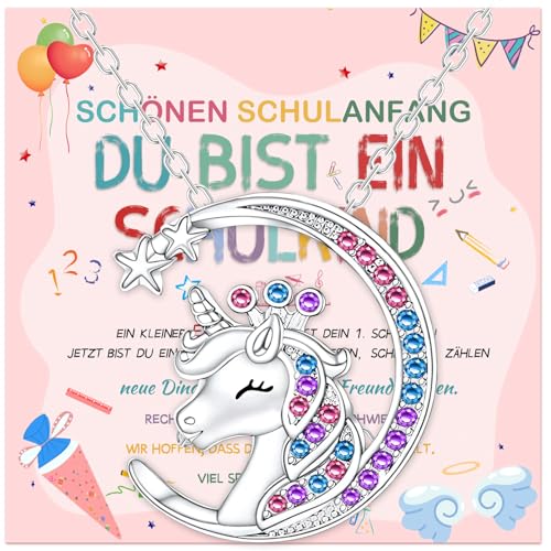 elf-gretter schultüte für mädchen, einhorn halskette, einschulungsgeschenk mehrfarbig