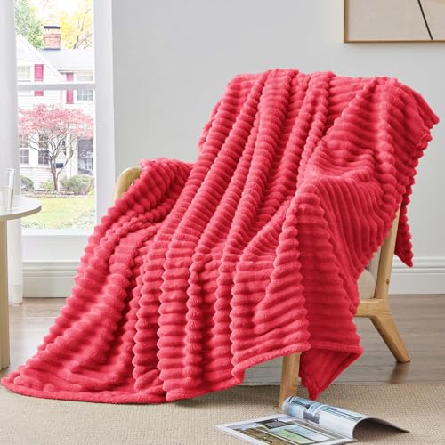 bedelite kuscheldecke flauschig rot 125x150 cm für sofa, cord fleecedecke