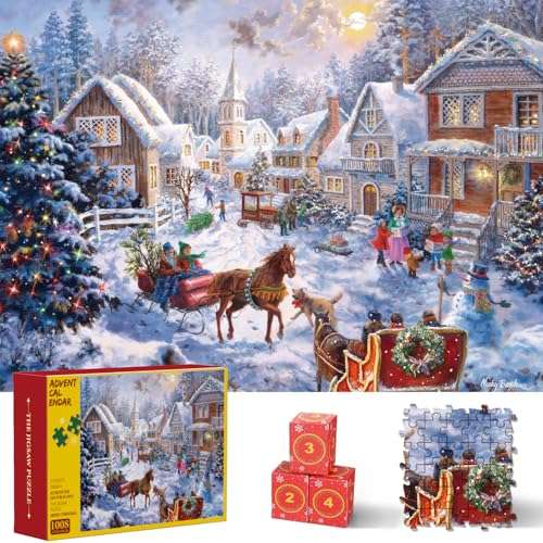 adventskalender 2024 puzzle, 24 boxen puzzles für weihnachten, 1008 teile puzzle