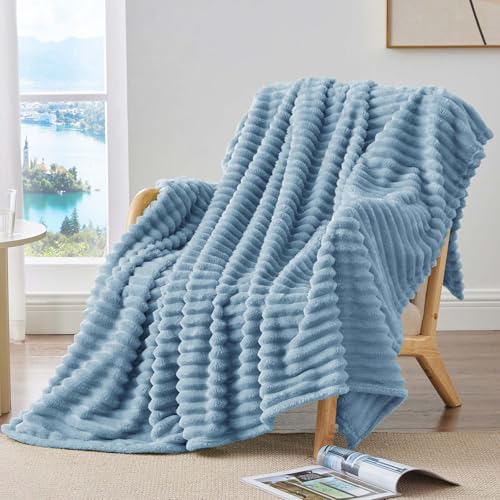 Produktbild: bedelite kuscheldecke flauschig hellblau 125x150 cm für sofa und wohnzimmer