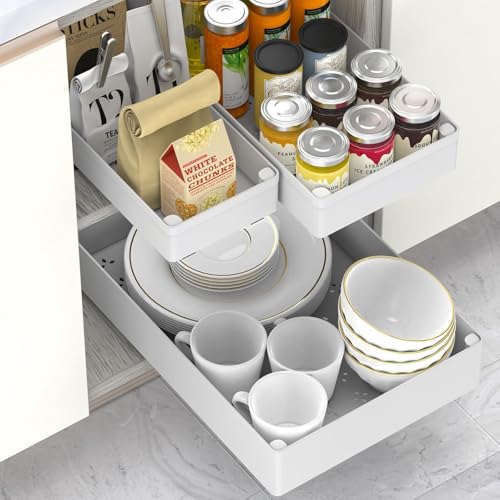 hasa zone 3-Pack erweiterbarer küchenschublade mit nano-adhesivfilm, weiß