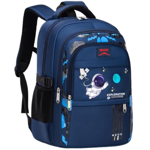 schulrucksack für jungen, wasserdichter nylon-kinderrucksack, astronauten design, 5-12 jahre