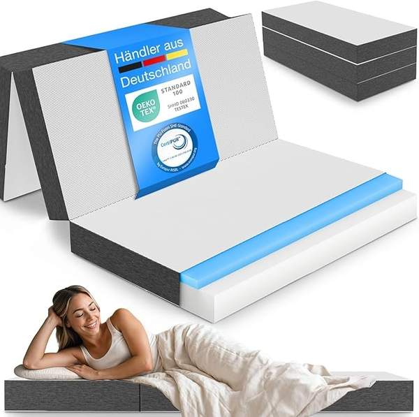 ELONEO Visco Klappmatratze 120x200 cm, 15 cm hoch, Faltmatratze klappbar