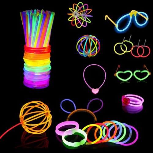 catrhood knicklichter set 100 stück neon leuchtstäbe mit verbindern und glow sticks für party dekoration