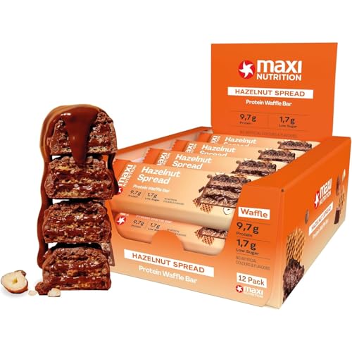 Produktbild: 12x MaxiNutrition Protein Waffle Bar Hazelnut Spread