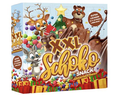 xxl schoko snack adventskalender 24 türchen mit mars, twix, snickers, milky way, bounty, m&ms minis