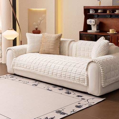 jianyana sofa überzug cord, rutschfester langlebiger sofabezug 2-3-4 sitzer mit kissenbezug