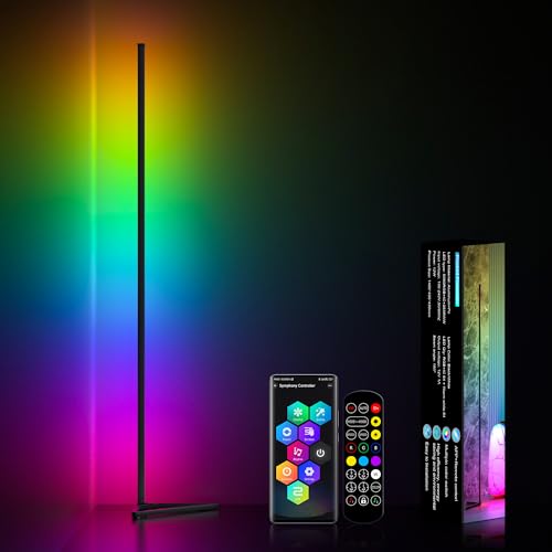 miwatt led stehlampe RGB dimmbar 143cm mit fernbedienung und app, 16 millionen farben