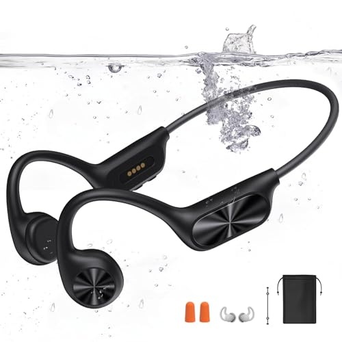 knochenschall kopfhörer schwimmen, bluetooth 5.4, ipx8 wasserdicht, 32g mp3, open-ear