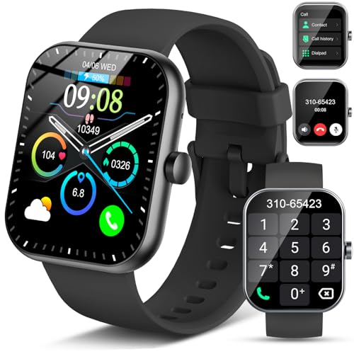 smartwatch fitnessuhr mit pulsmesser 1,96" hd telefonfunktion ip68 wasserdicht für ios android