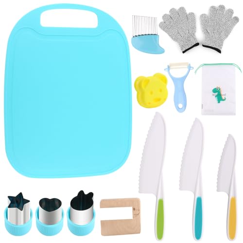 pbusp 13-teiliges kinder küchenmesser set mit holzmesser und ausstechformen