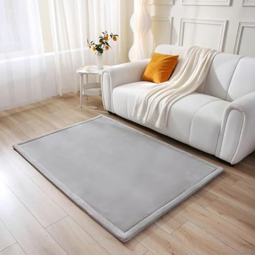 Wolkenweiche Spielmatte Baby grau 170x120x2,5cm, rutschfeste Krabbelmatte