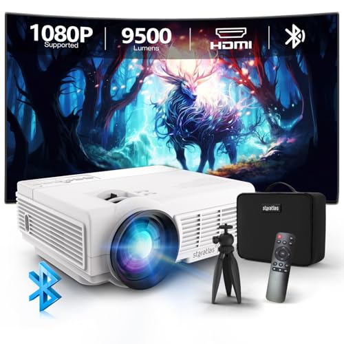 staratlas beamer 9500l bluetooth mini projektor 4k full hd heimkino beamer weiss